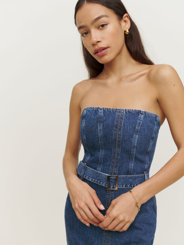 Milly Strapless Denim Dress