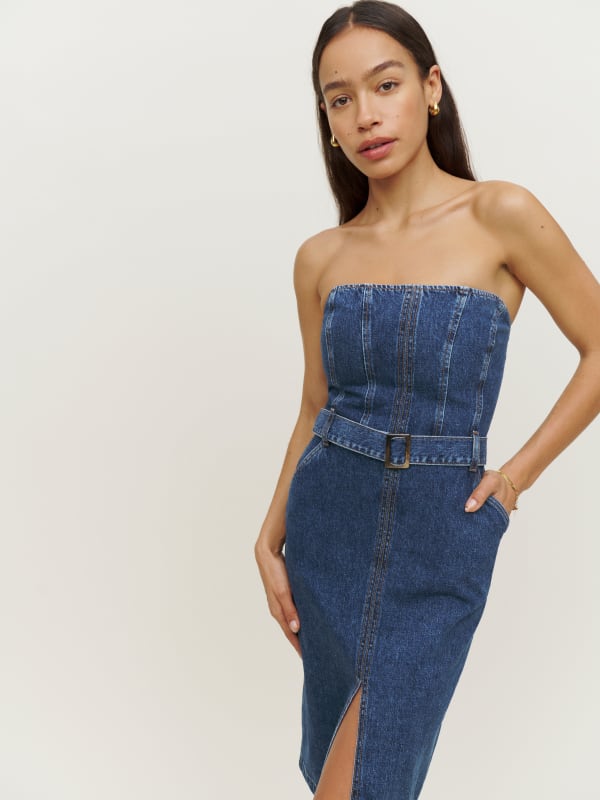 Milly Strapless Denim Dress