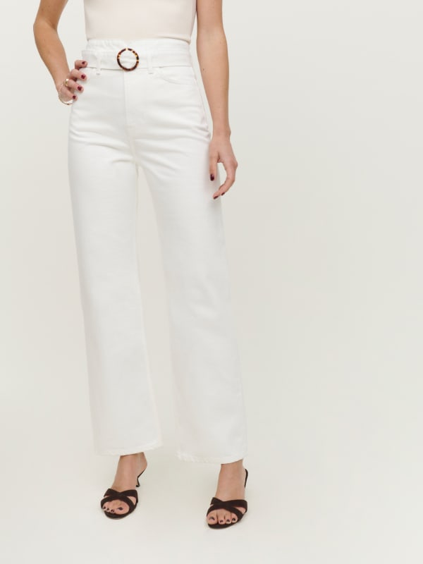 Wilder Belted High Rise Wide Leg Cropped Jeans