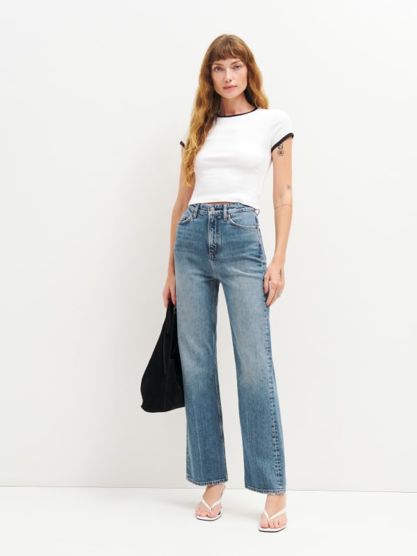 Wilder Stretch High Rise Wide Leg Cropped Jeans