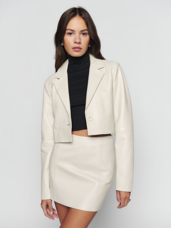 Veda Atlantic Leather Cropped Blazer