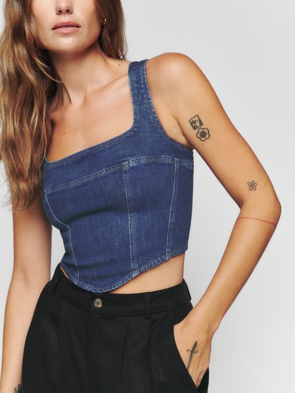 Raya Denim Bustier Top