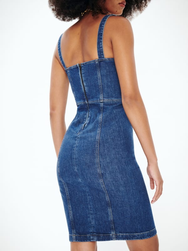 Nikki Bustier Denim Midi Dress