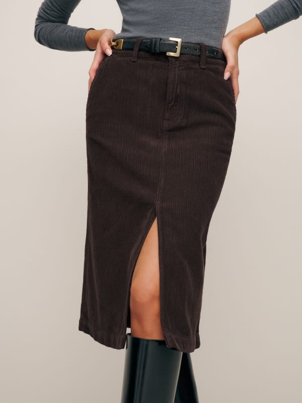 Lila Corduroy Midi Skirt