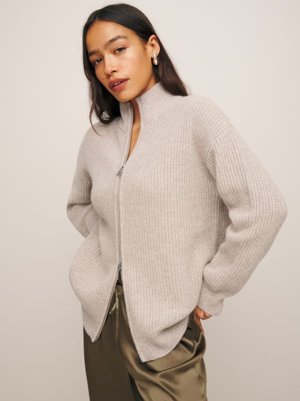 Dennis Cashmere Oversized Zip Sweater