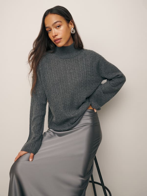 Garrett Cashmere Cable Oversized Turtleneck