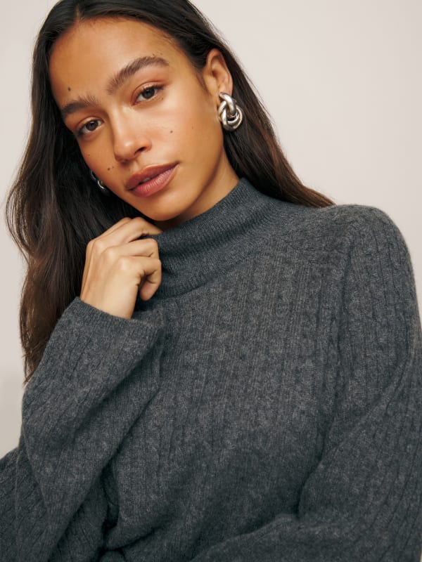 Garrett Cashmere Cable Oversized Turtleneck