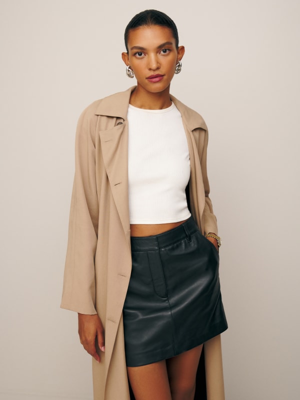 Veda Dover Leather Mid Rise Mini Skirt