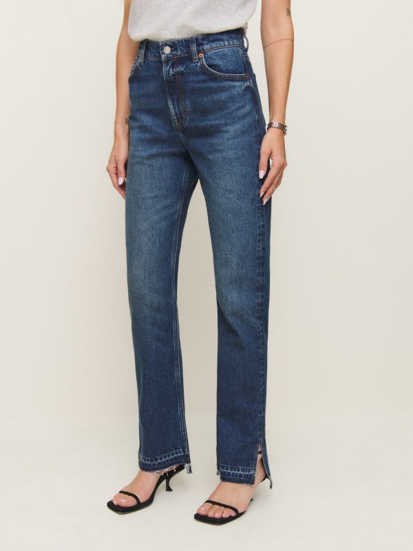 
                    Abby High Rise Straight Jeans
                