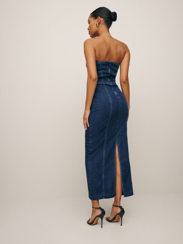 Anais Strapless Denim Midi Dress