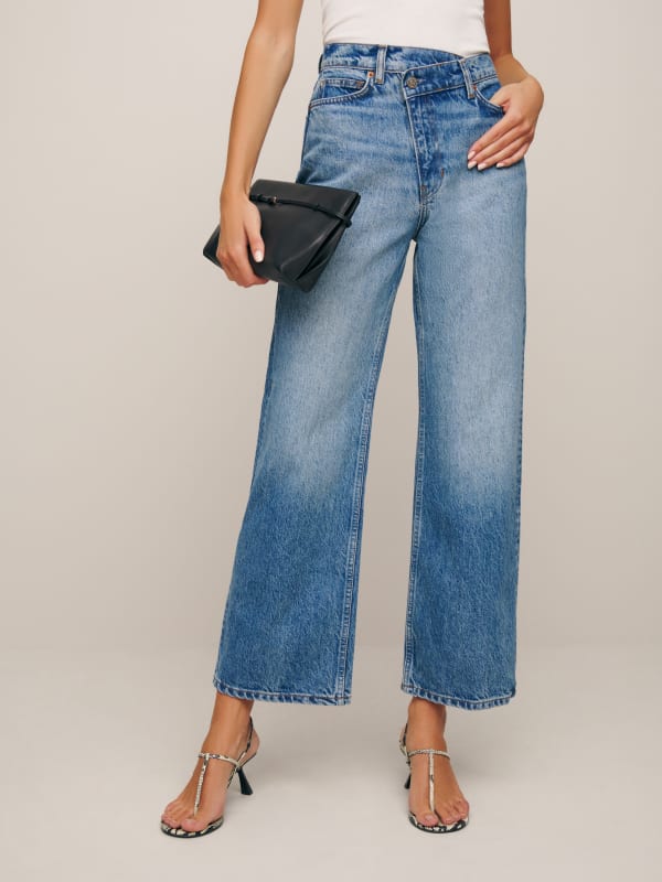 Gemma High Rise Crossover Wide Leg Jeans