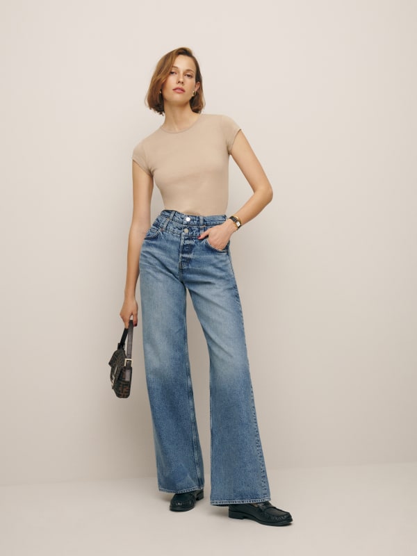 Cary Double Waistband High Rise Slouchy Wide Leg Jeans