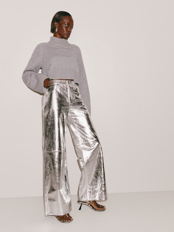 Veda Erin Low Rise Wide Leg Leather Pant