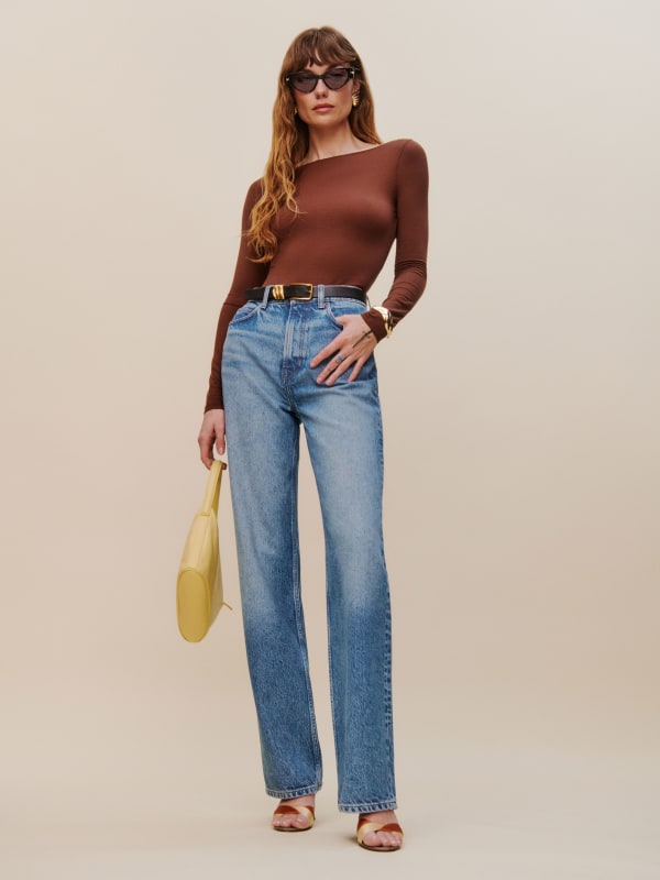 
                    Cary High Rise Slouchy Straight Leg Jeans
                
