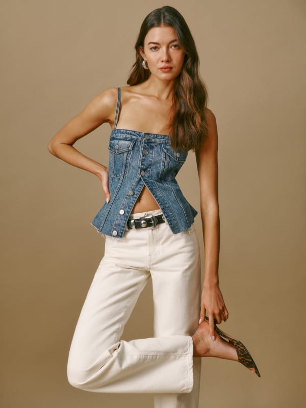 Coco Denim Bustier Top