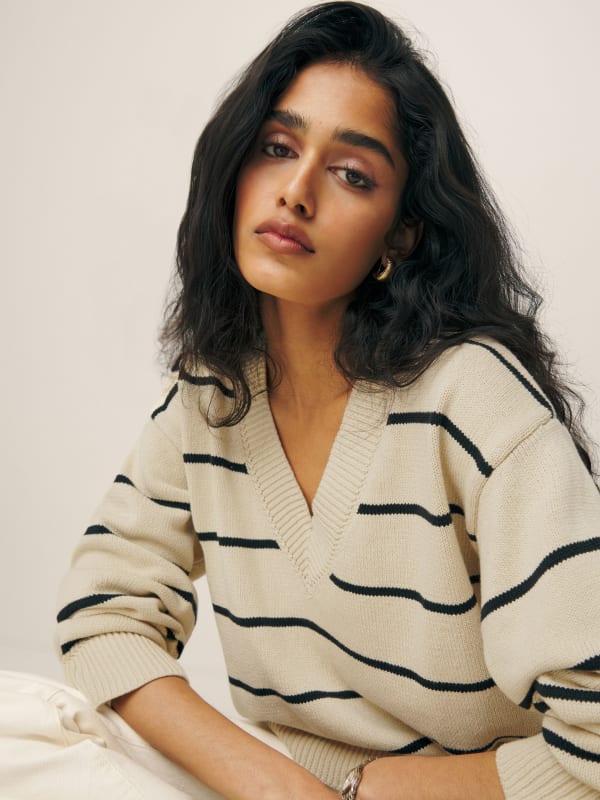 
                    Sienna Oversized Cotton V Neck Sweater
                