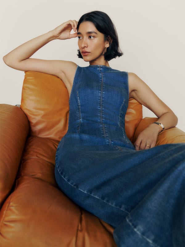 Petites Kendi Denim Midi Dress