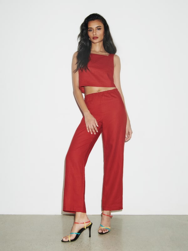 Petites Remi Cropped Linen Pant