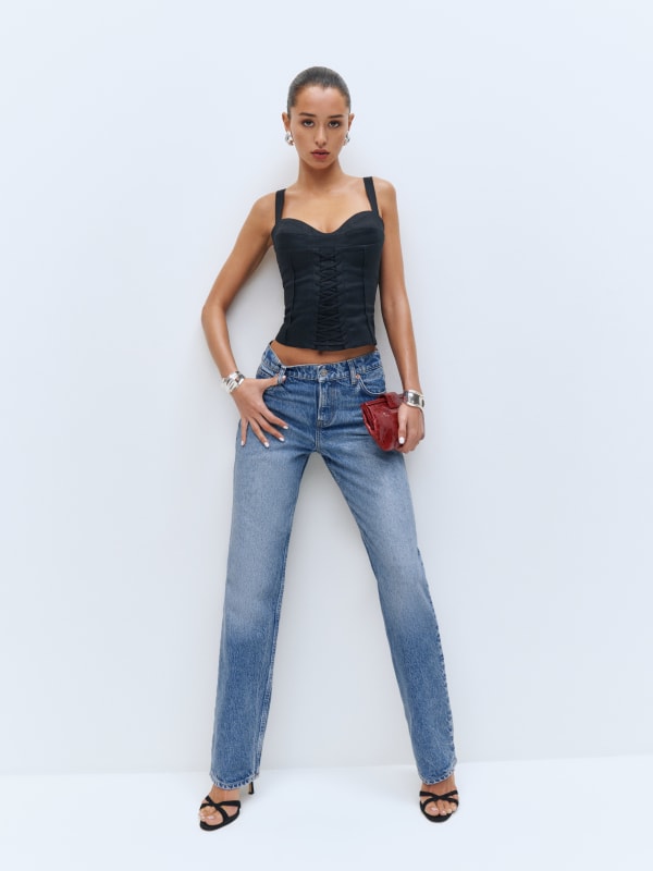 
                    Abby Low Rise Straight Jeans
                