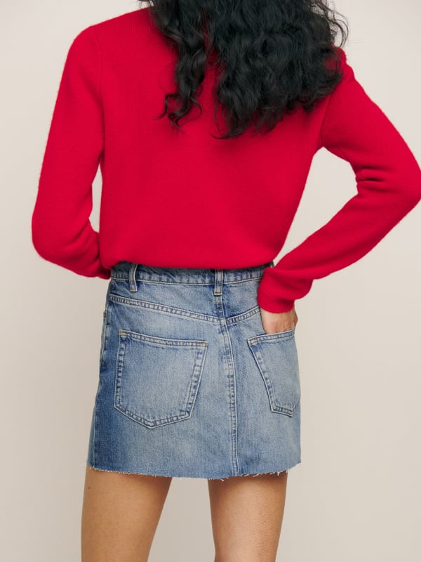 Tazz Mid Rise Denim Mini Skirt