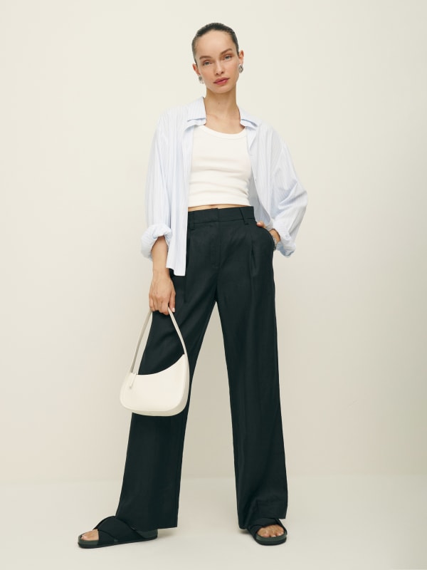 Alex Mid Rise Cropped Linen Pant