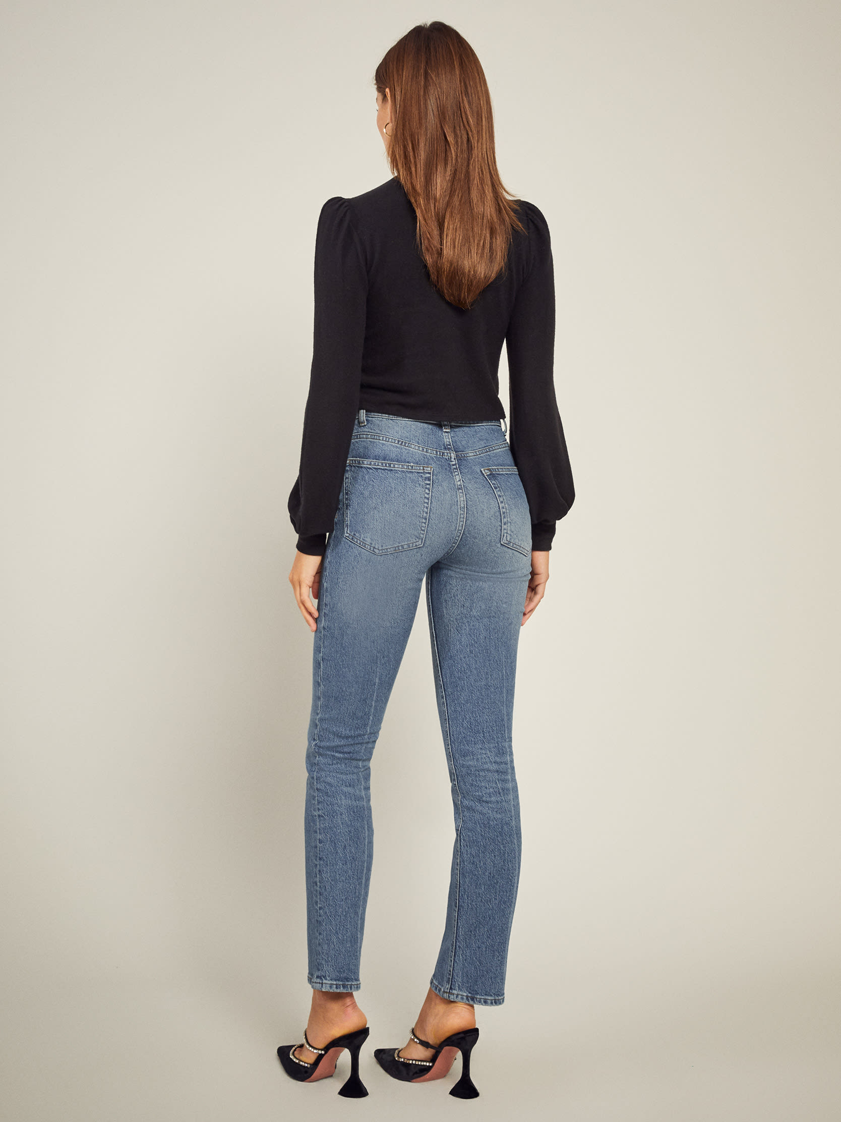 Liza Button Fly High Rise Straight Jeans, thumbnail image 3
