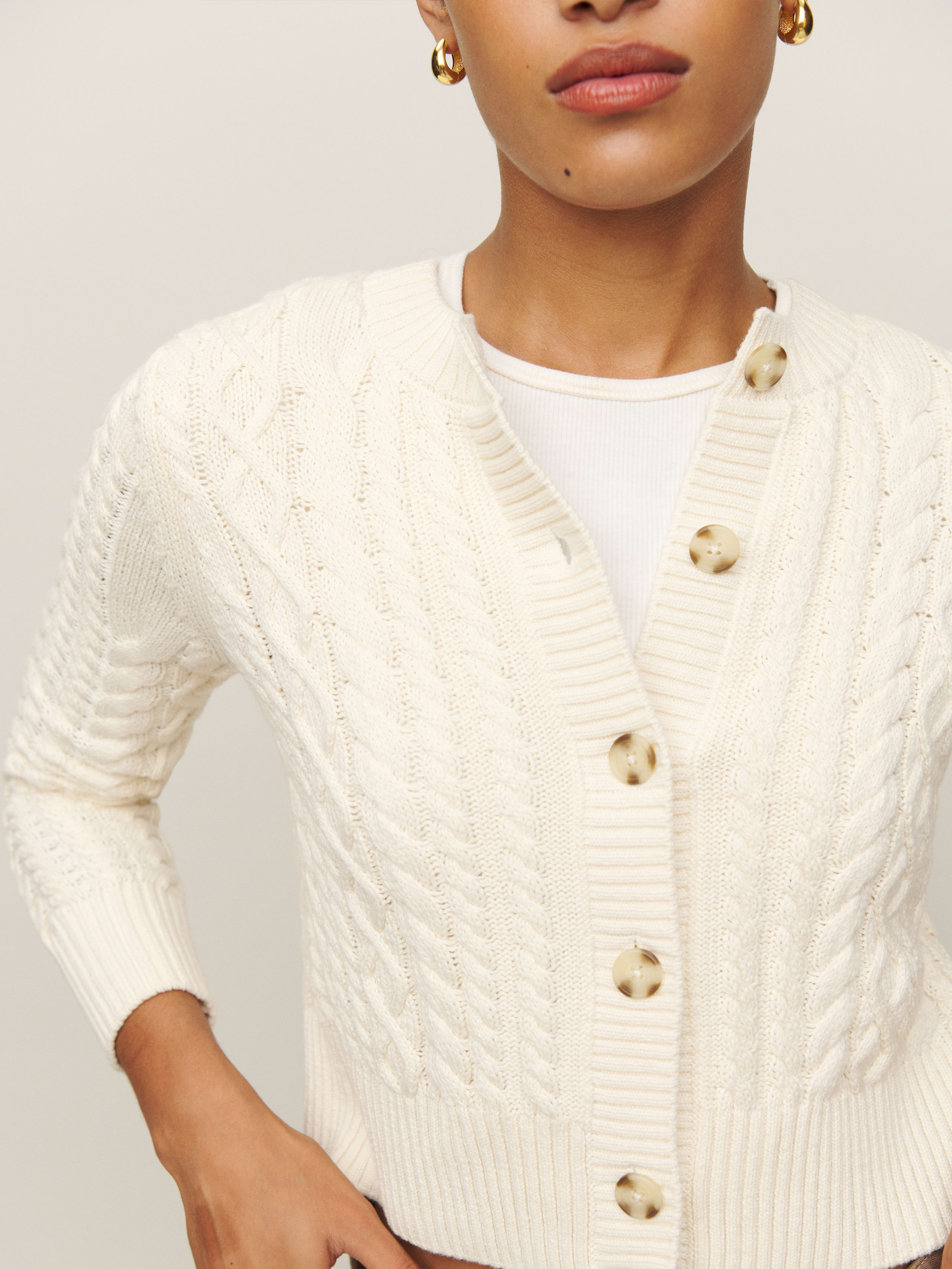 Foret Cable Knit Cardigan, thumbnail image 2