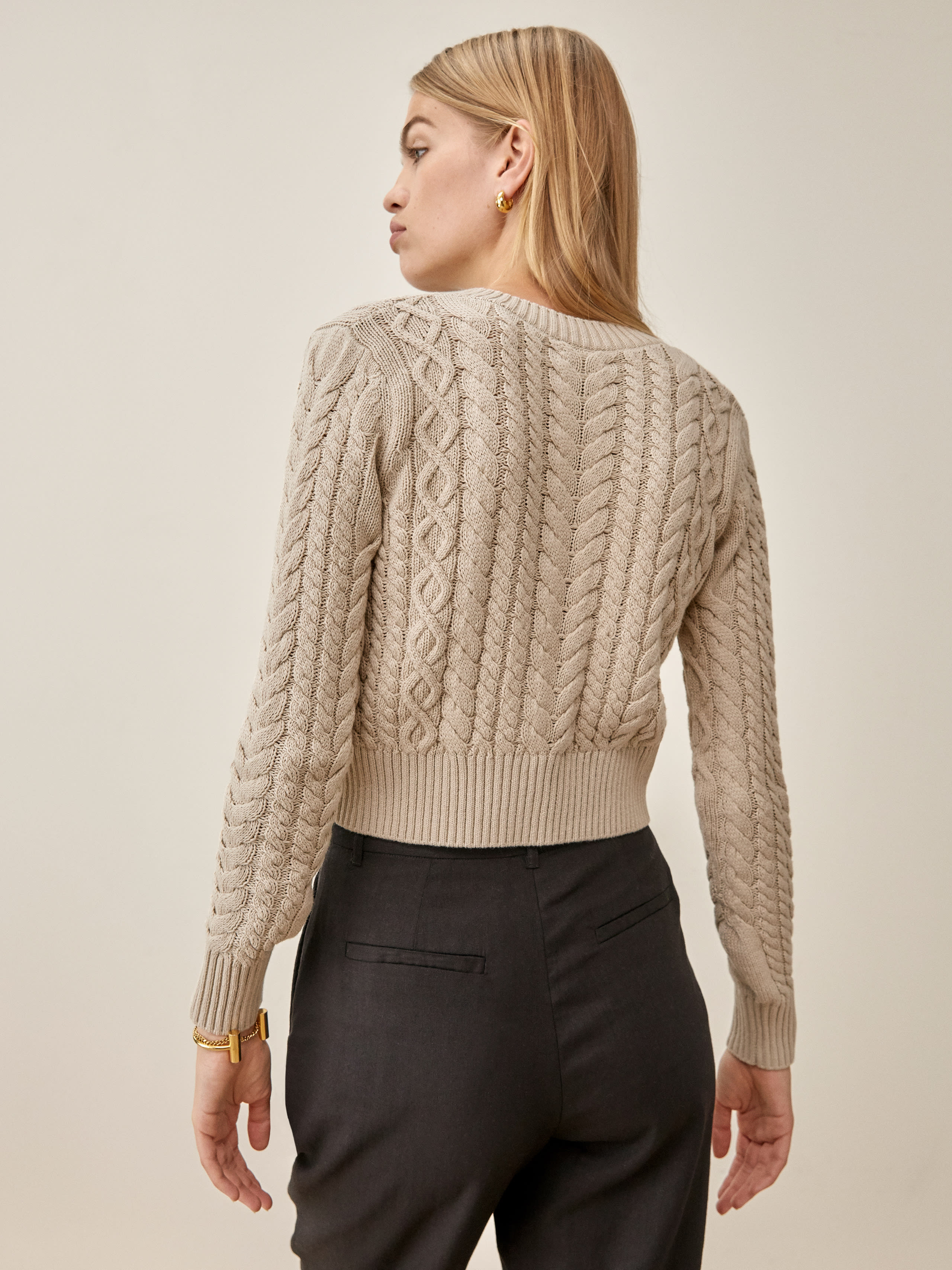 Foret Cable Knit Cardigan, thumbnail image 3