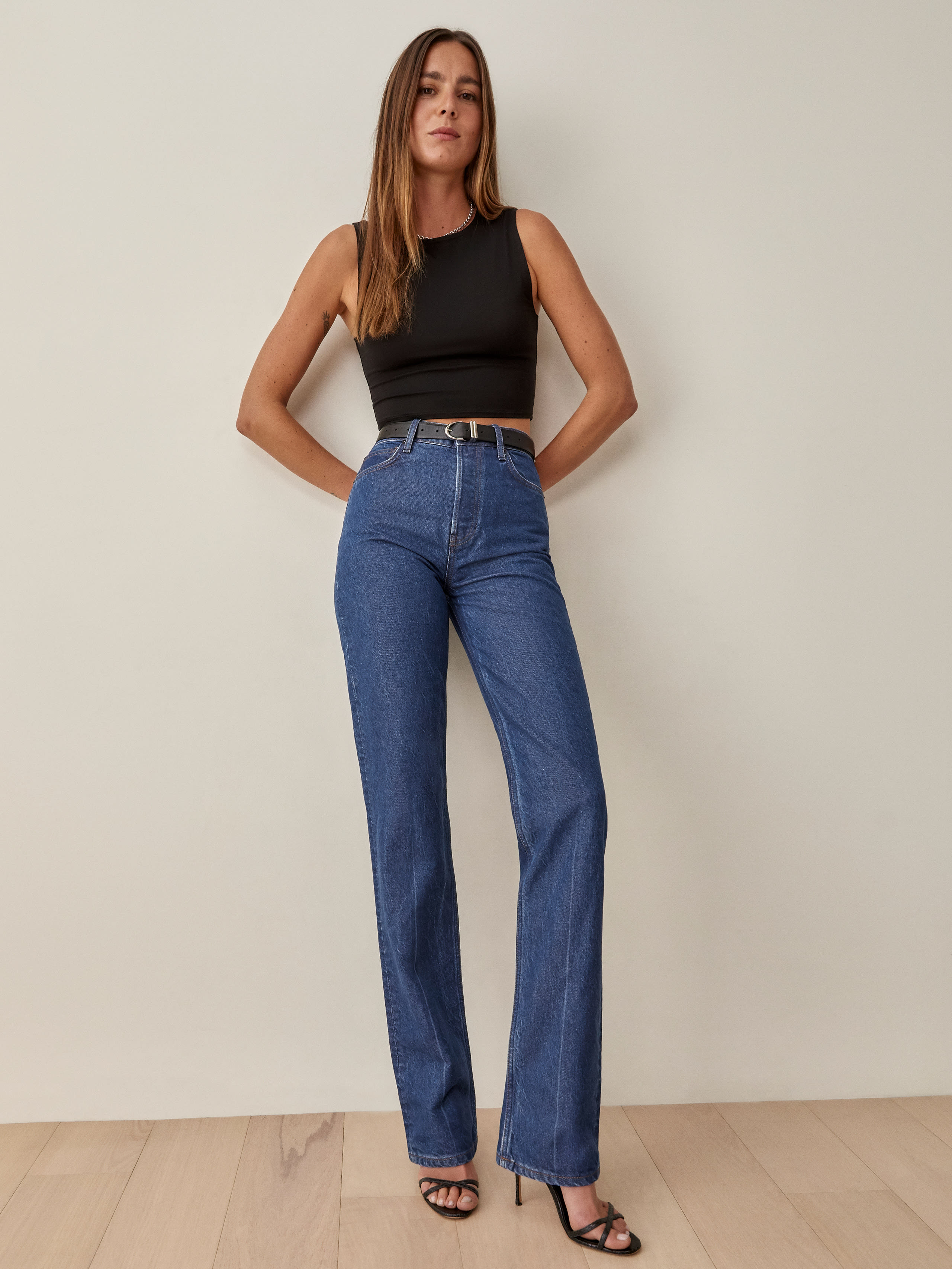 Cynthia High Rise Straight Long Jeans, image 1