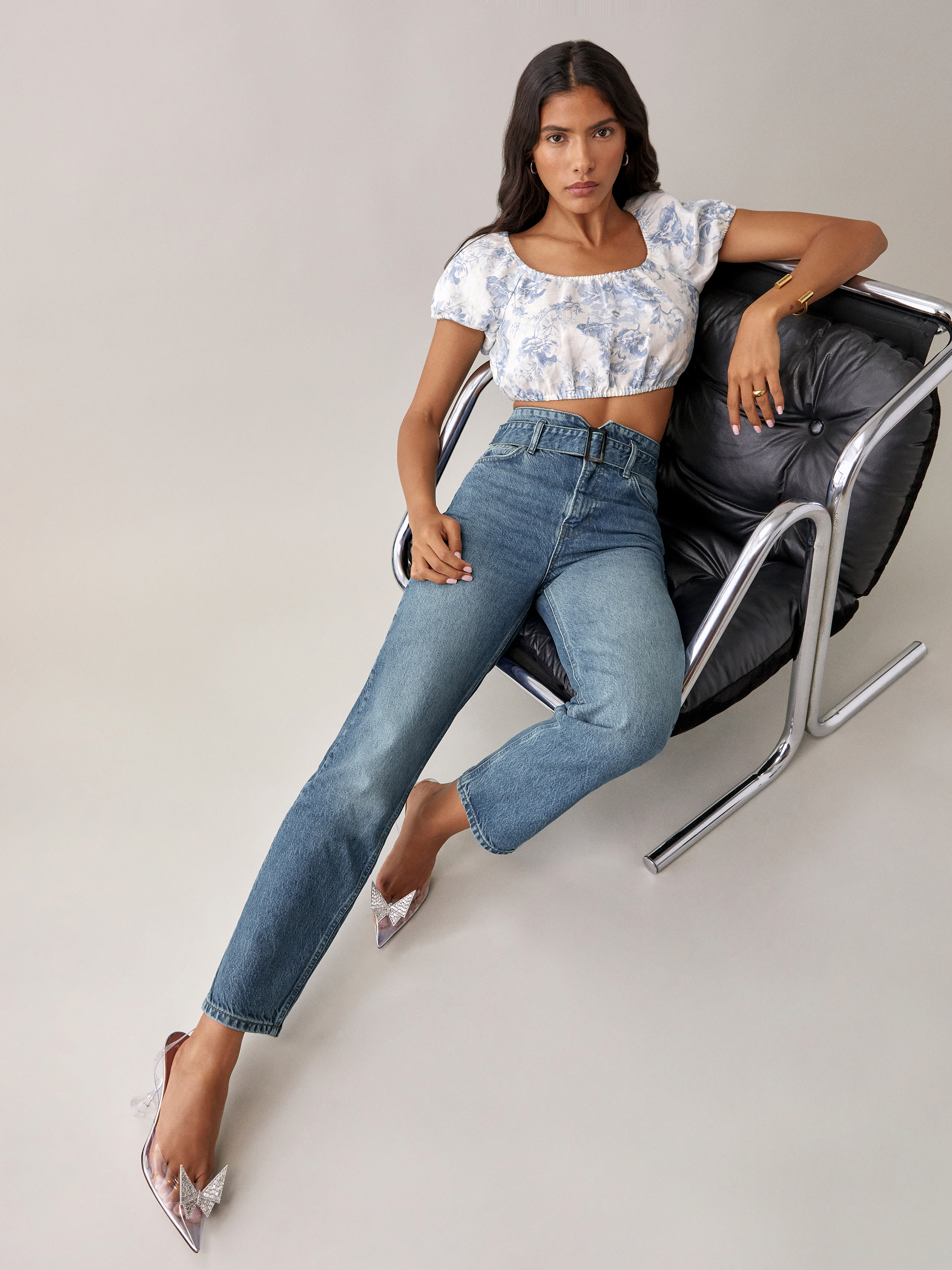 Cynthia Belted High Rise Straight Jeans, thumbnail image 2