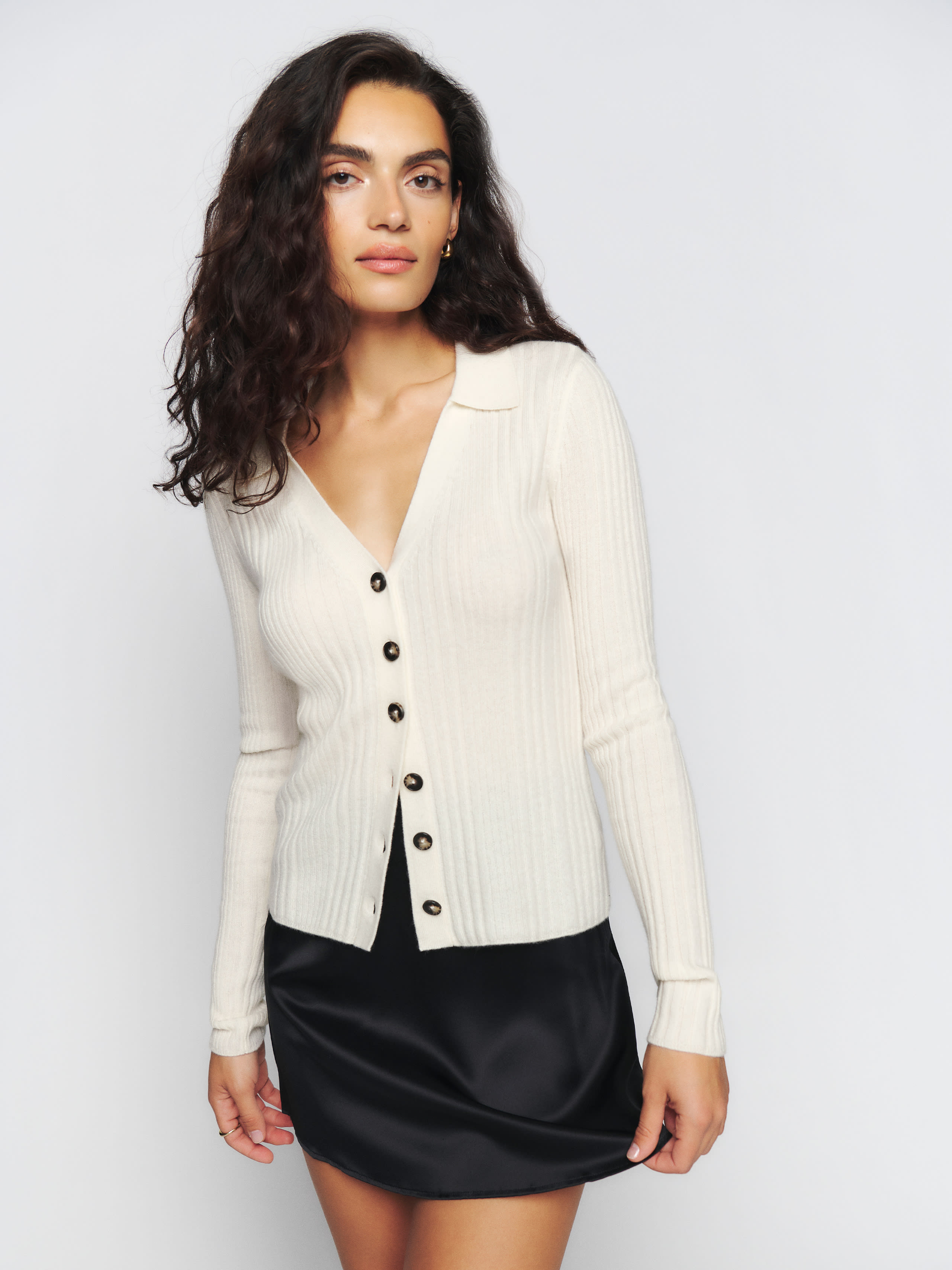 Centro Cashmere Ribbed Collared Sweater, thumbnail image 1