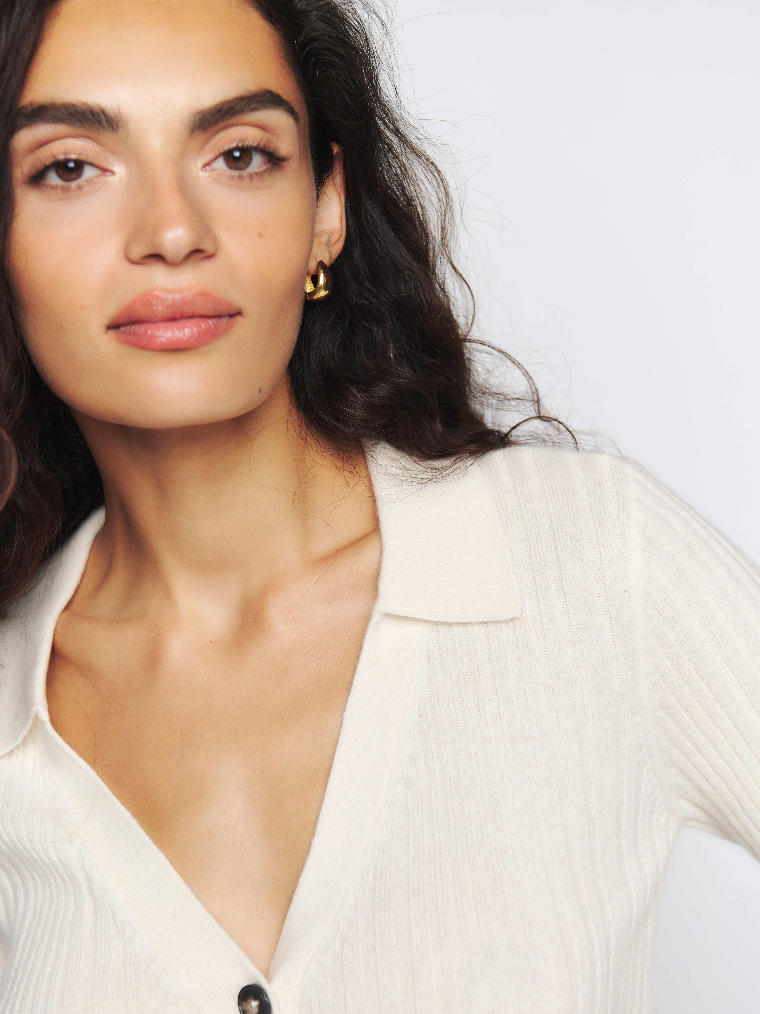 Centro Cashmere Ribbed Collared Sweater, thumbnail image 4