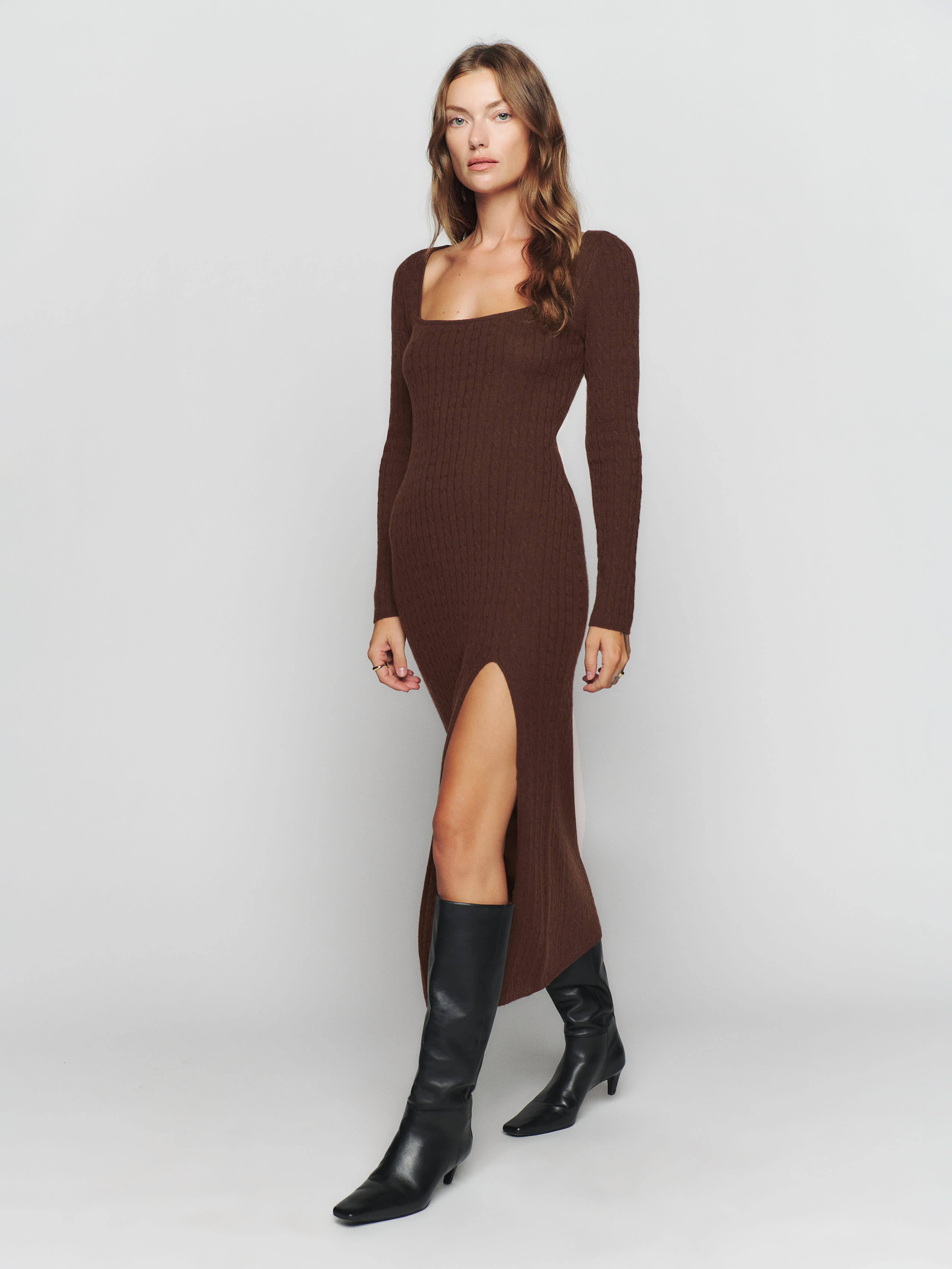 Pompeo Cashmere Cable Sweater Dress, thumbnail image 2