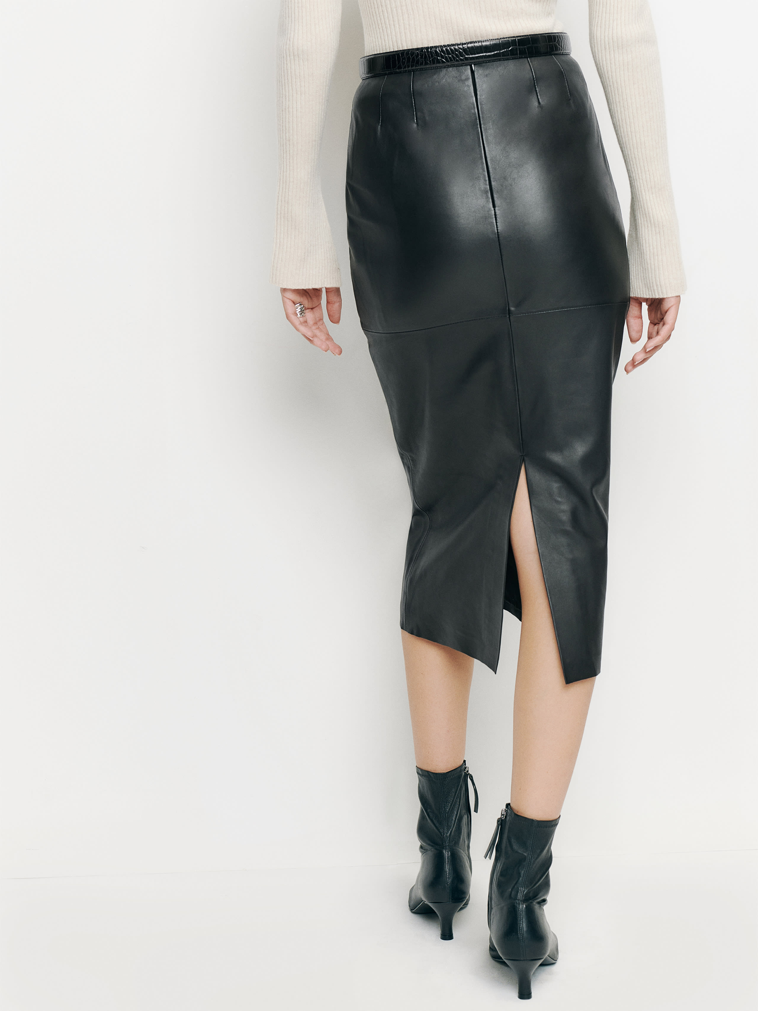 Veda Bedford Leather Midi Skirt, thumbnail image 3