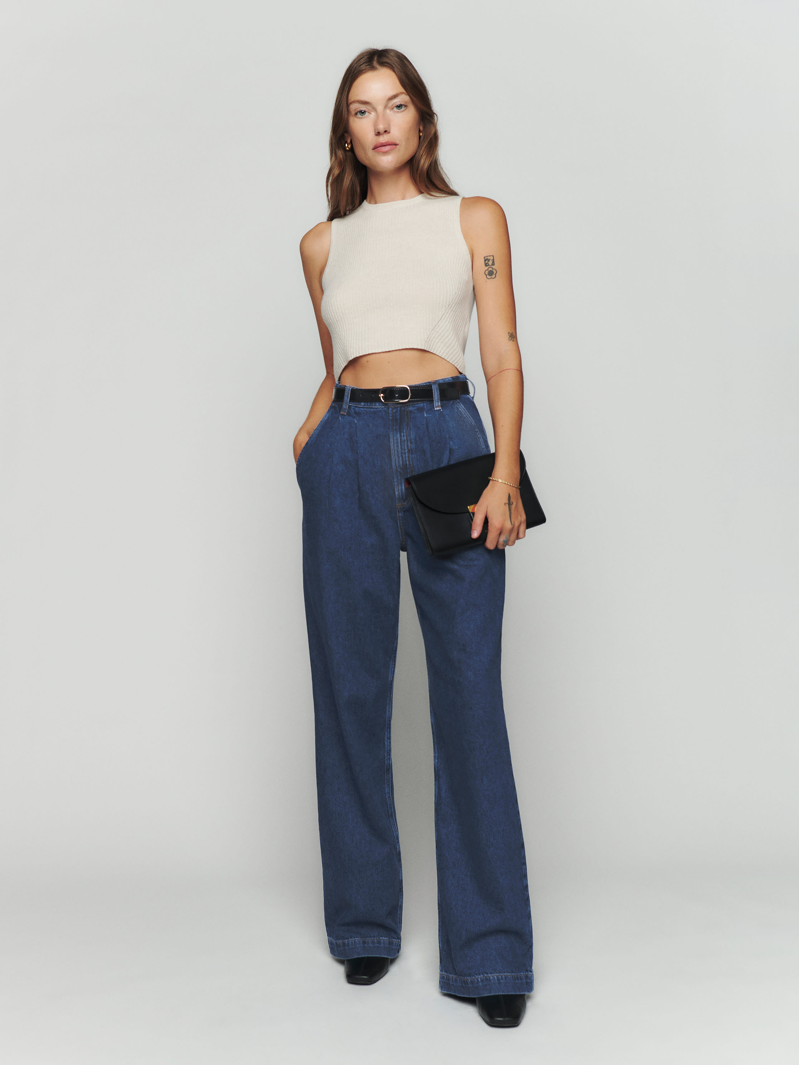 Montauk Pleated High Rise Jeans, image 1