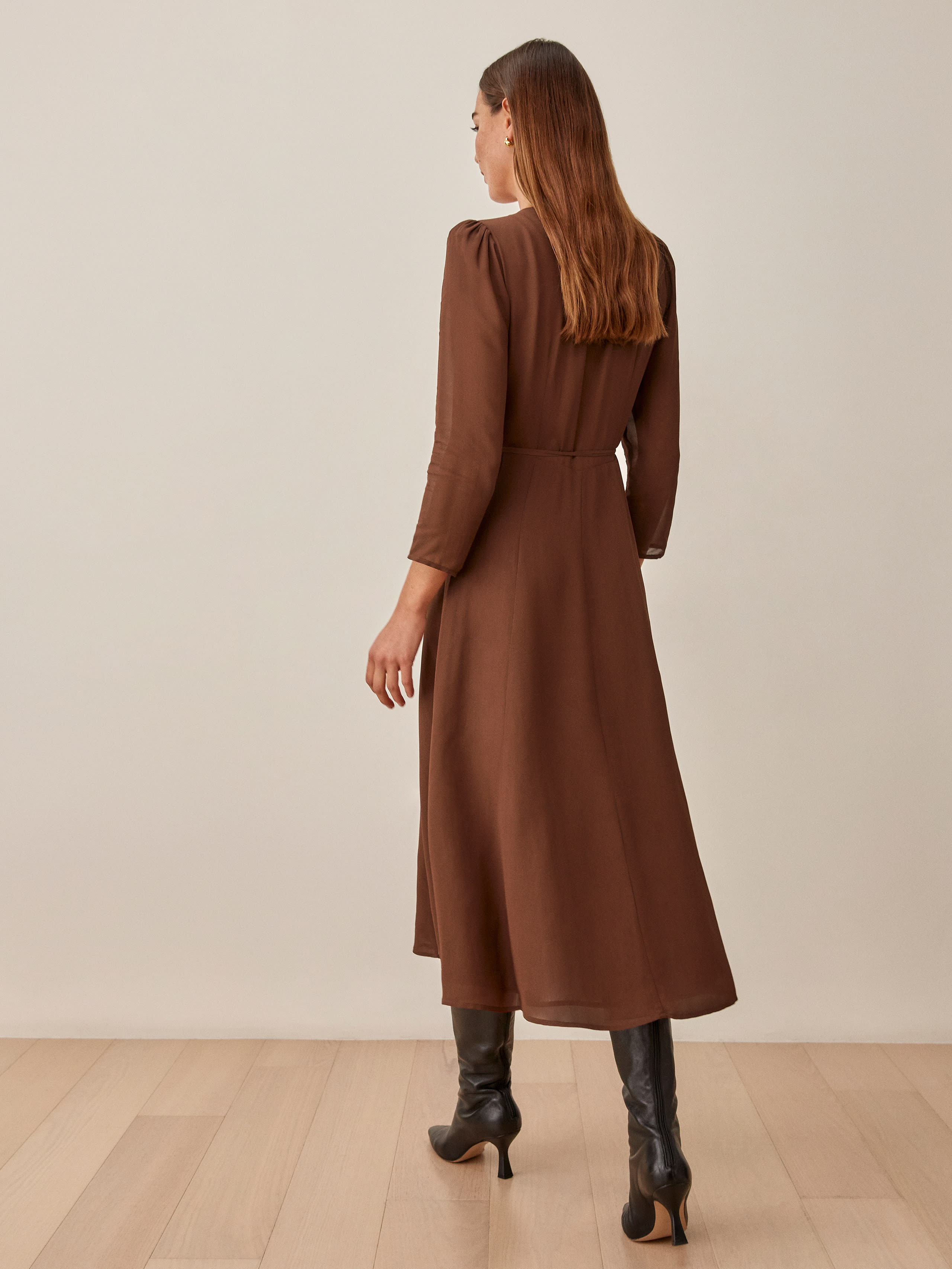 Melba Dress Long Sleeve Midi Reformation