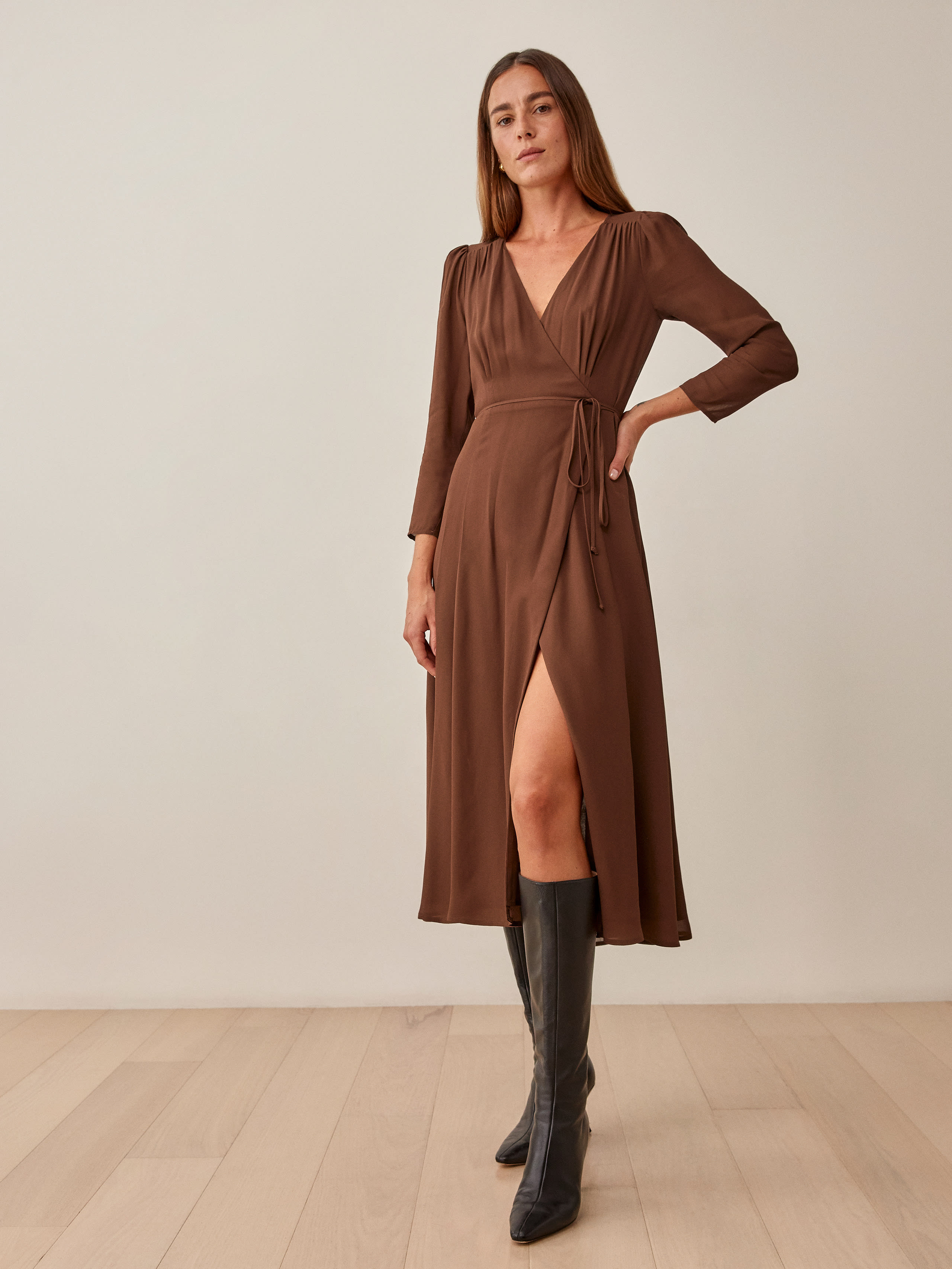 Melba Dress Long Sleeve Midi Reformation