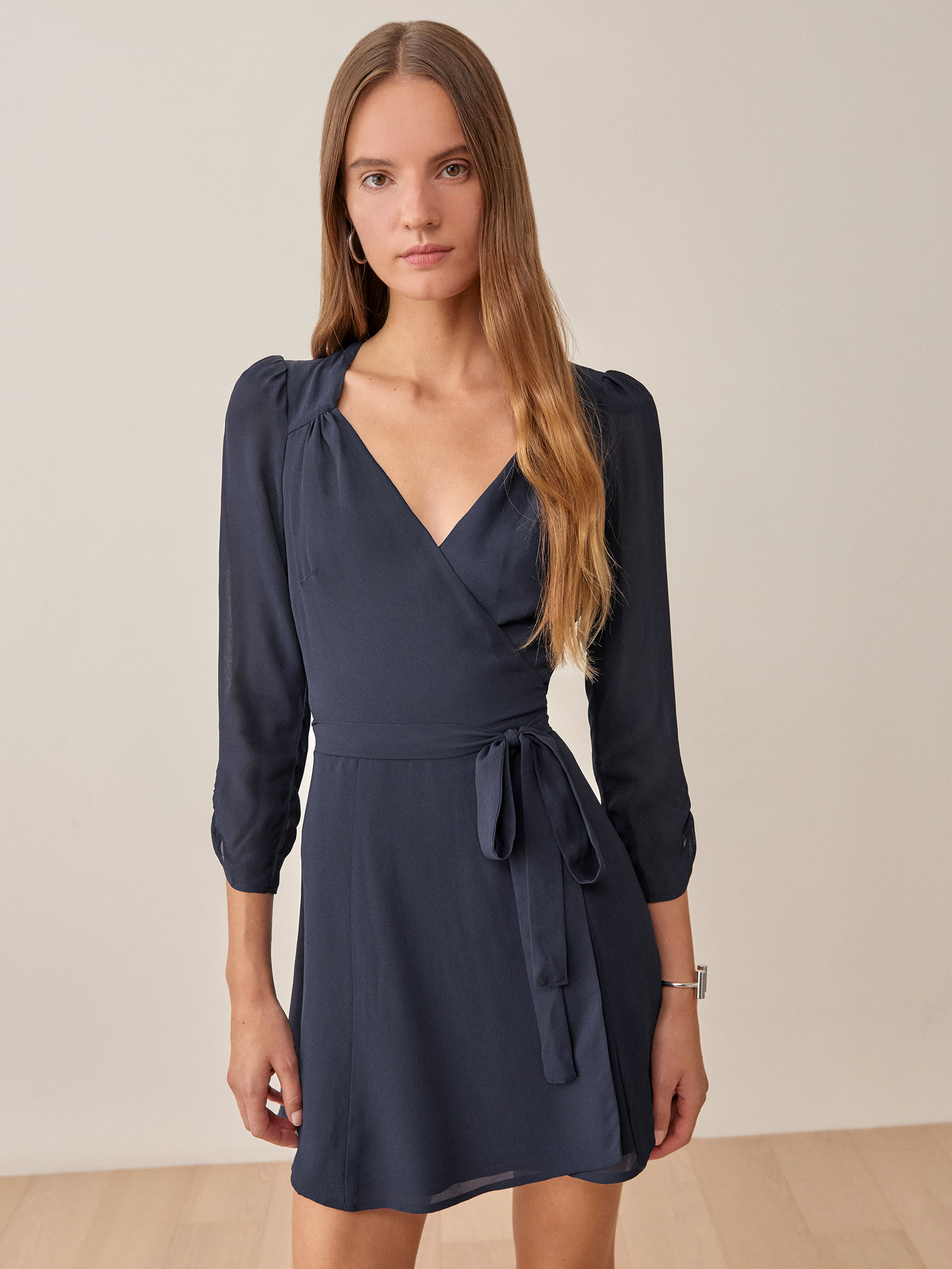 Murietta Dress - Long Sleeve Mini Georgette | Reformation