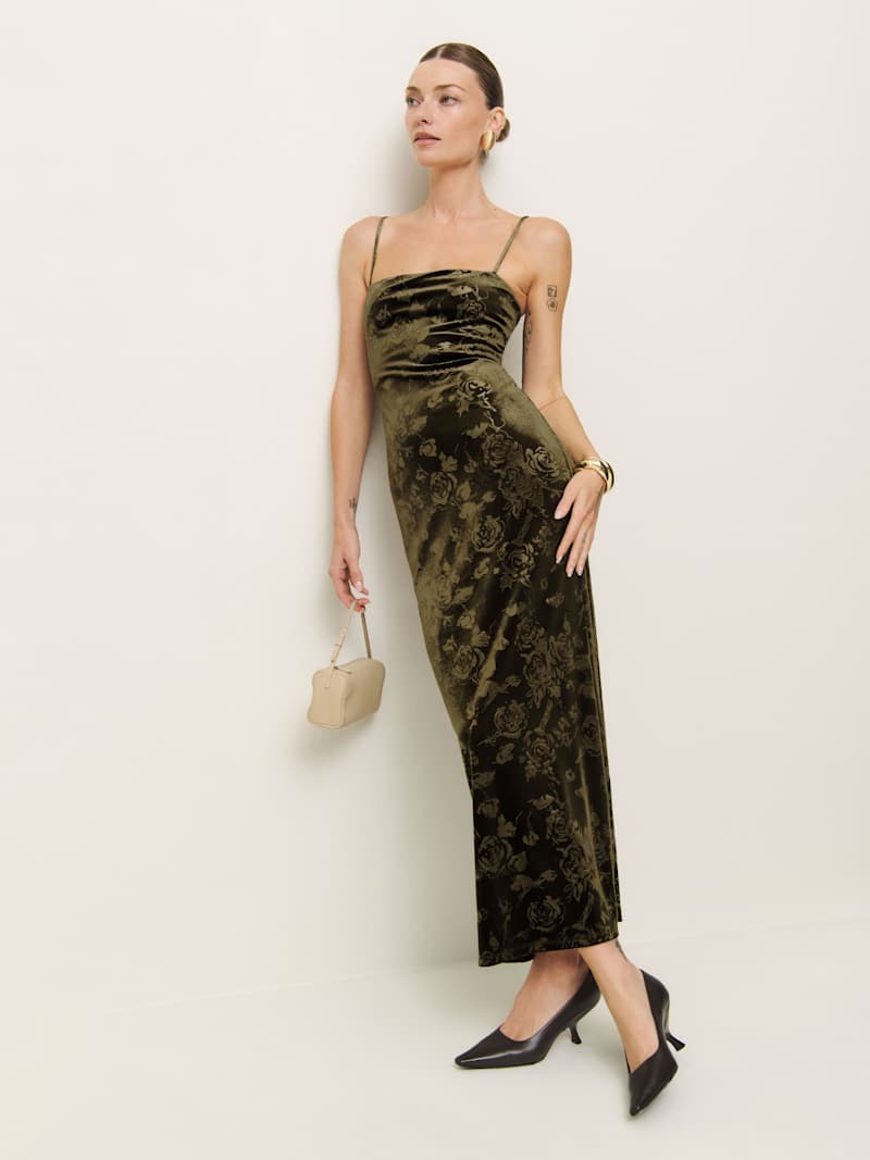 Green Floral Velvet