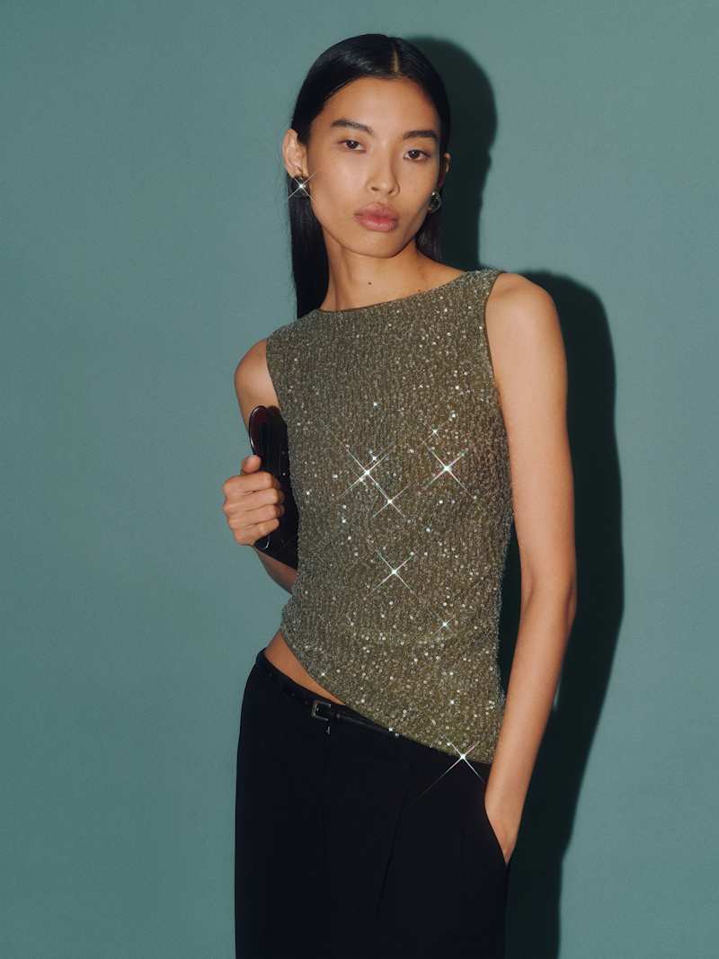 Olive Sheer Sequin