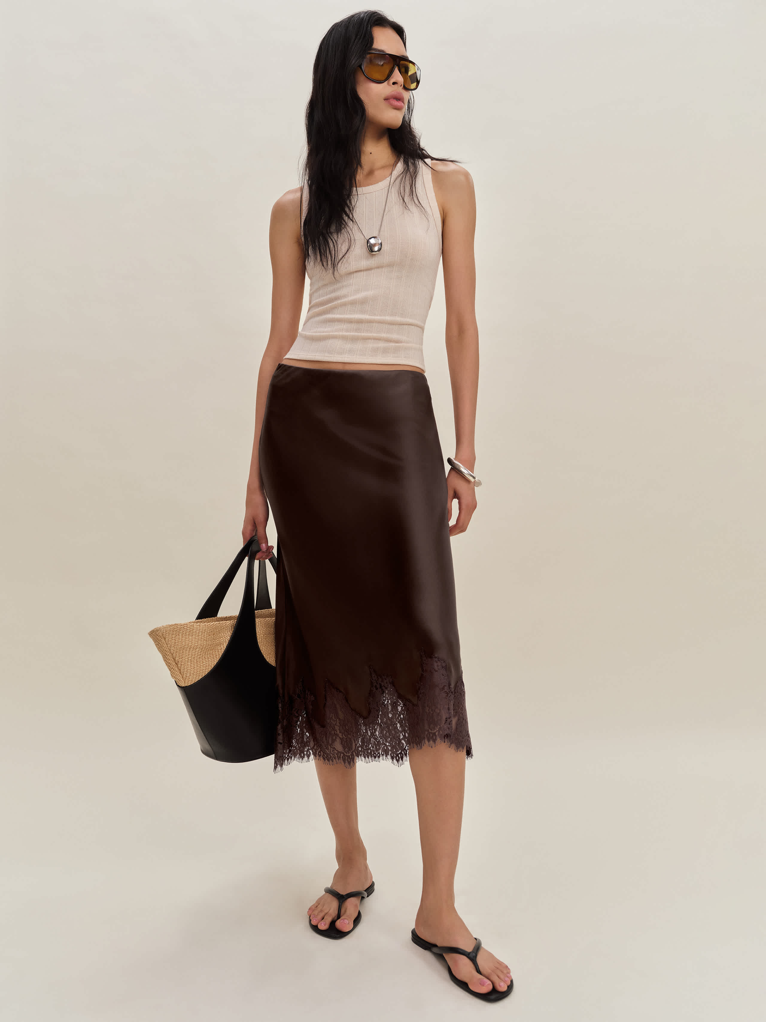 Reformation Carolina Silk Skirt