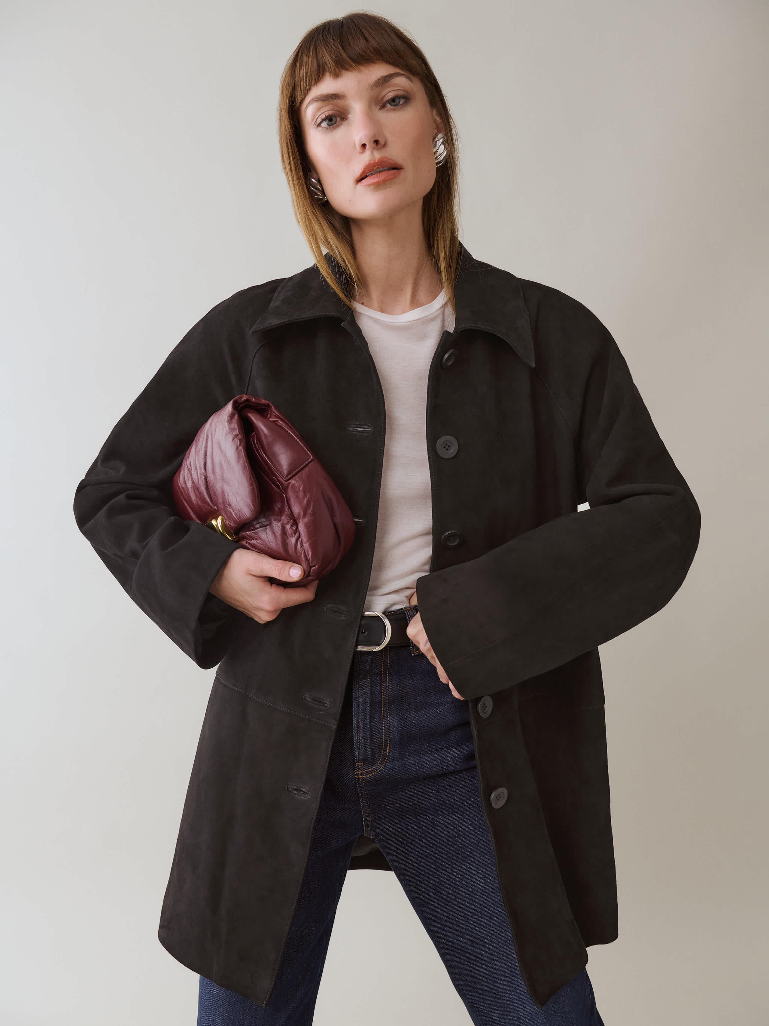 mid-range black suede jacket for women