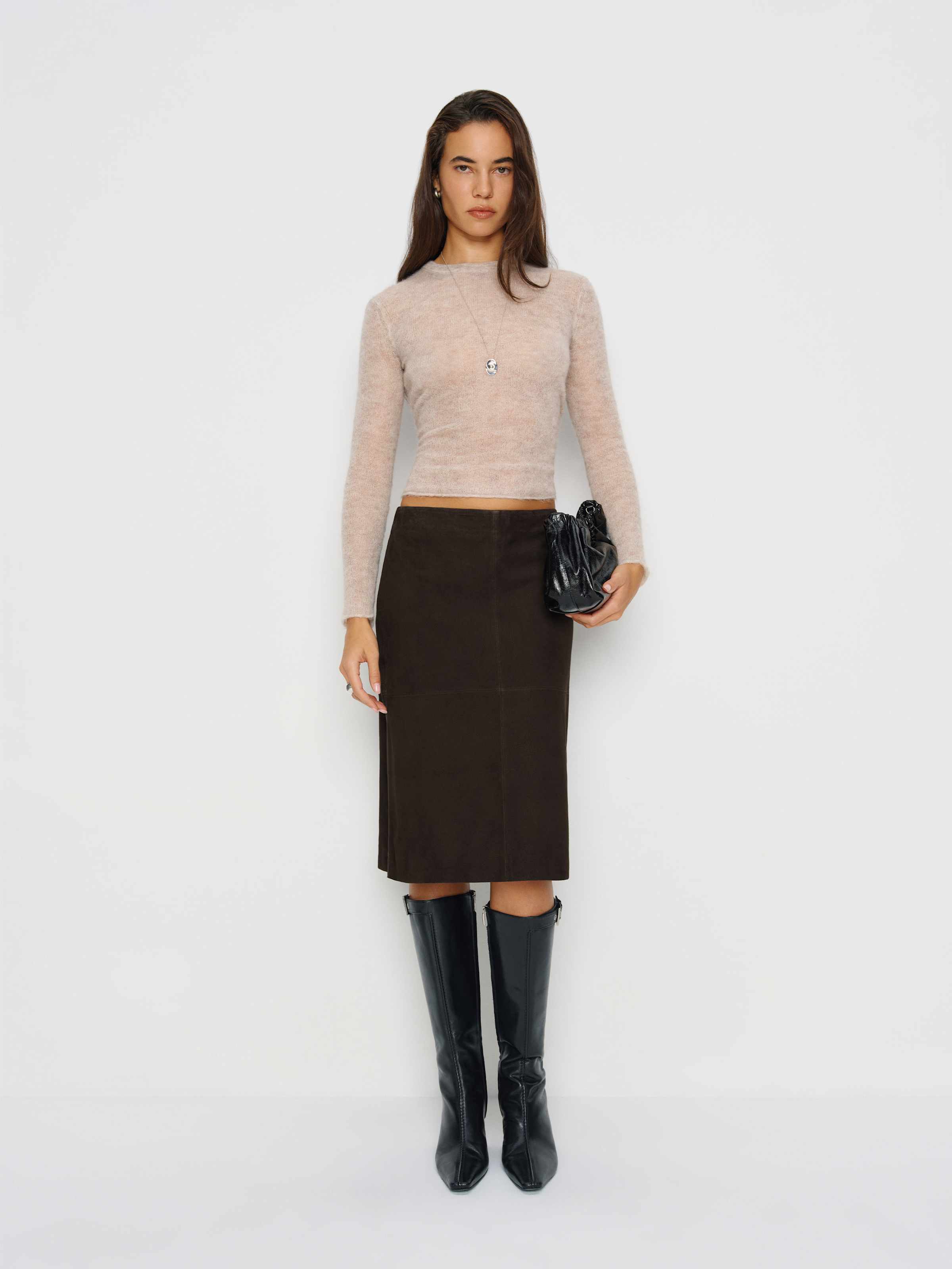 Veda Barrow Leather Low Waist Skirt - thumbnail 2