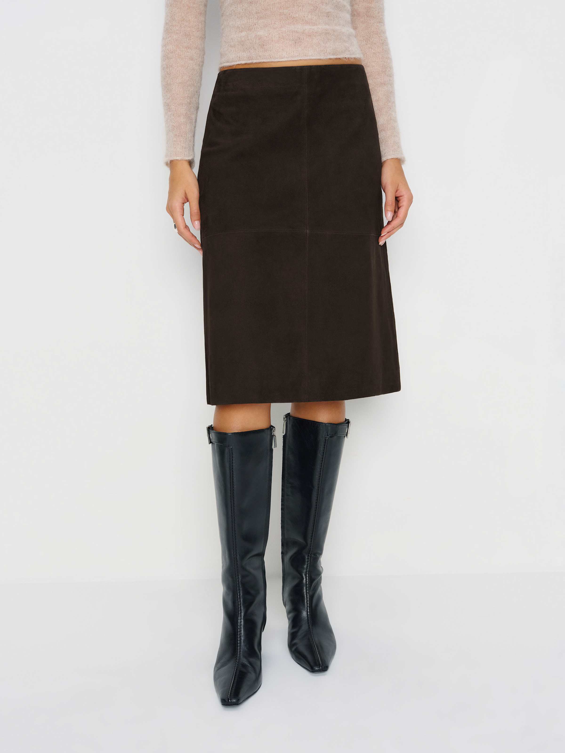 Veda Barrow Leather Low Waist Skirt - thumbnail 4