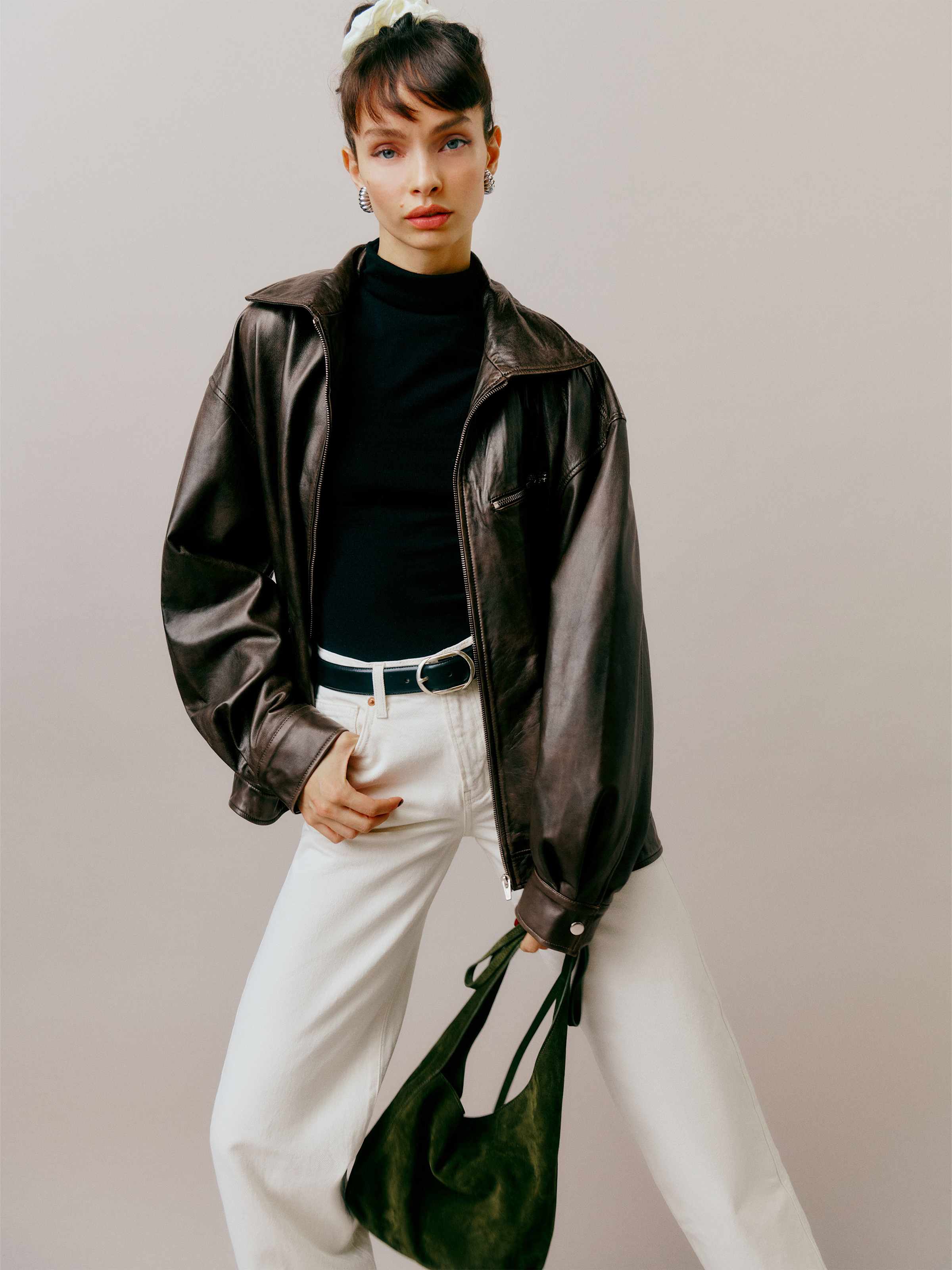 Veda Marco Leather Oversized Bomber - thumbnail 4