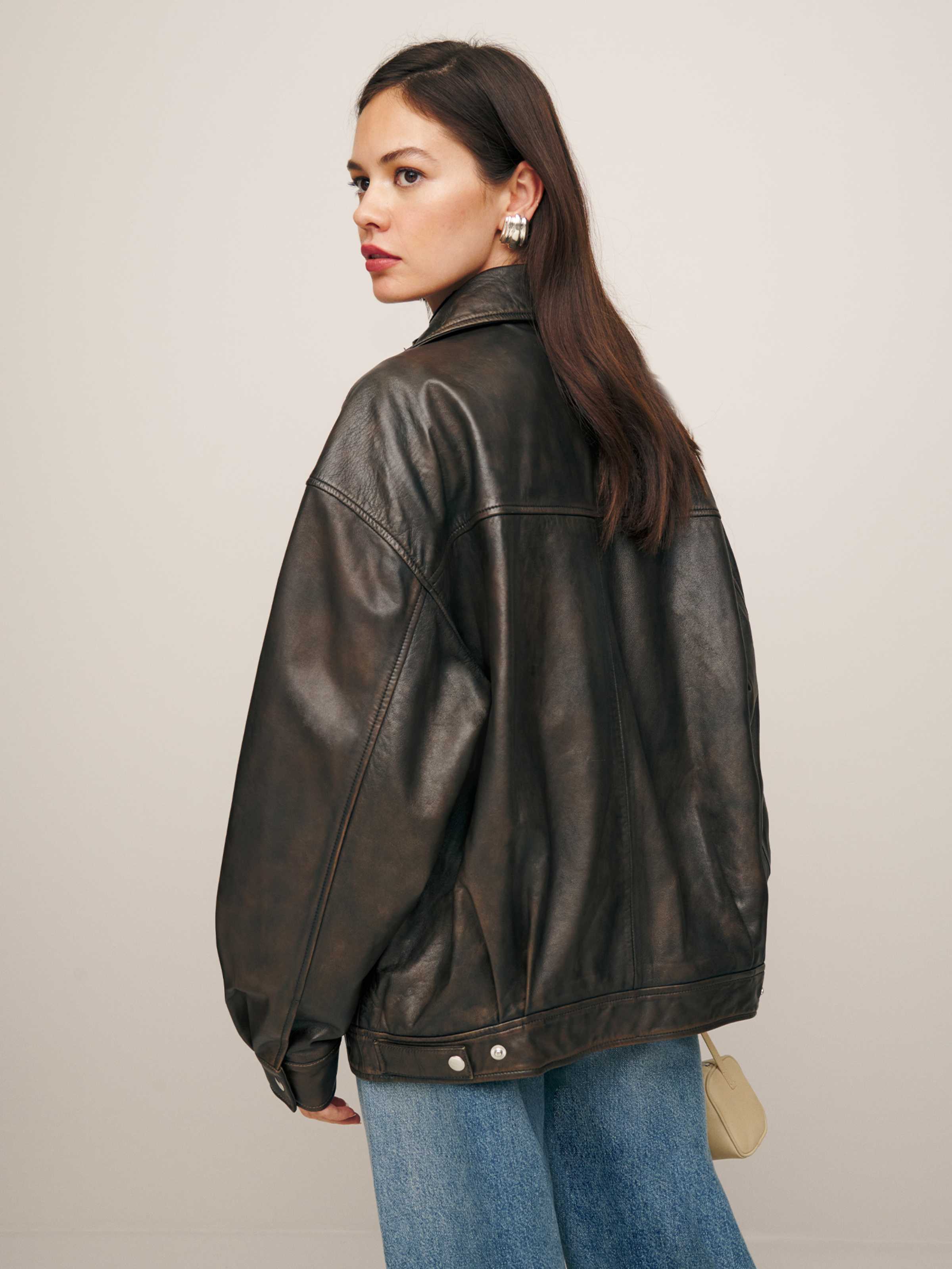 Veda Marco Leather Oversized Bomber - thumbnail 6