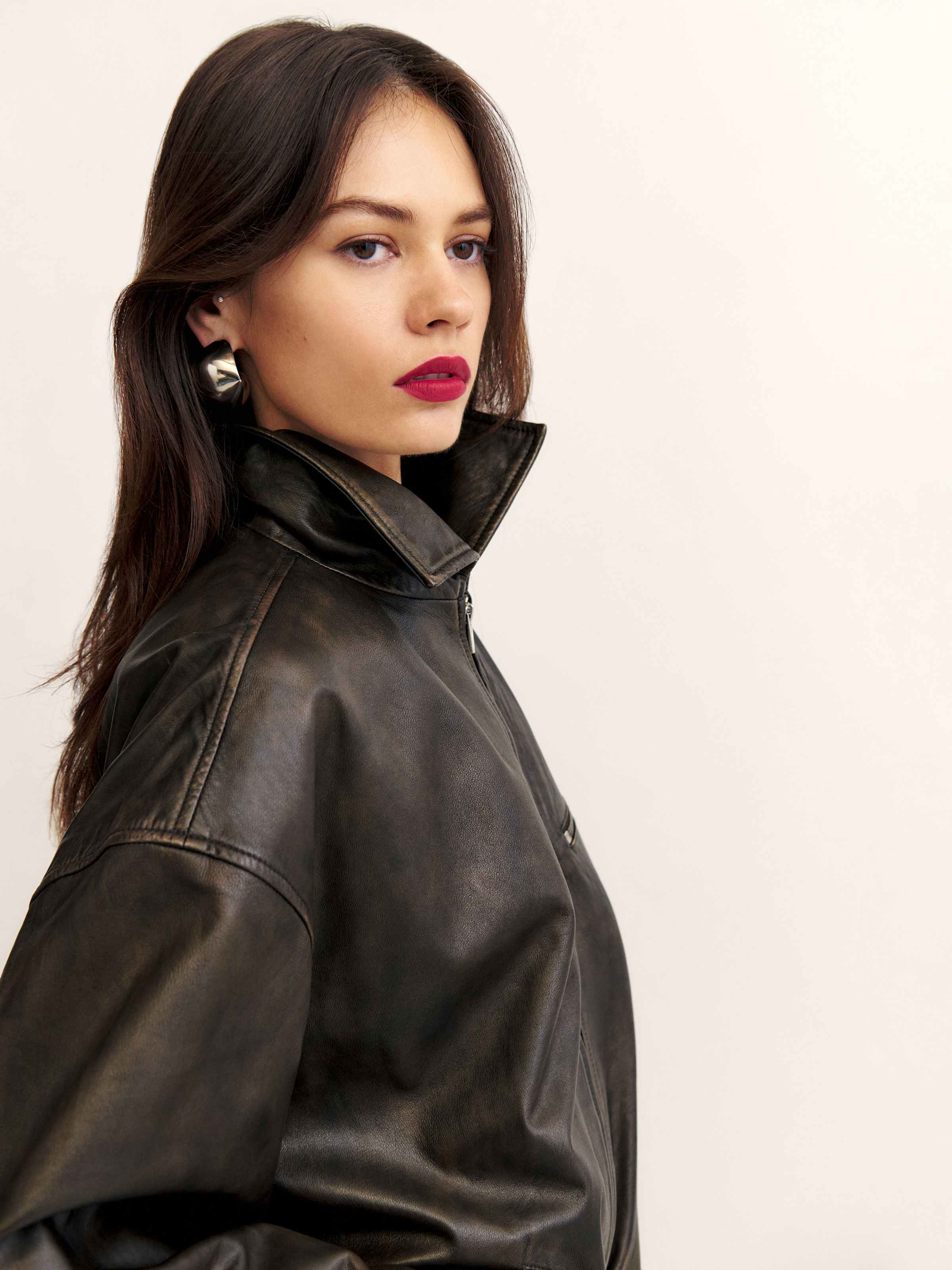 Veda Marco Leather Oversized Bomber - thumbnail 10