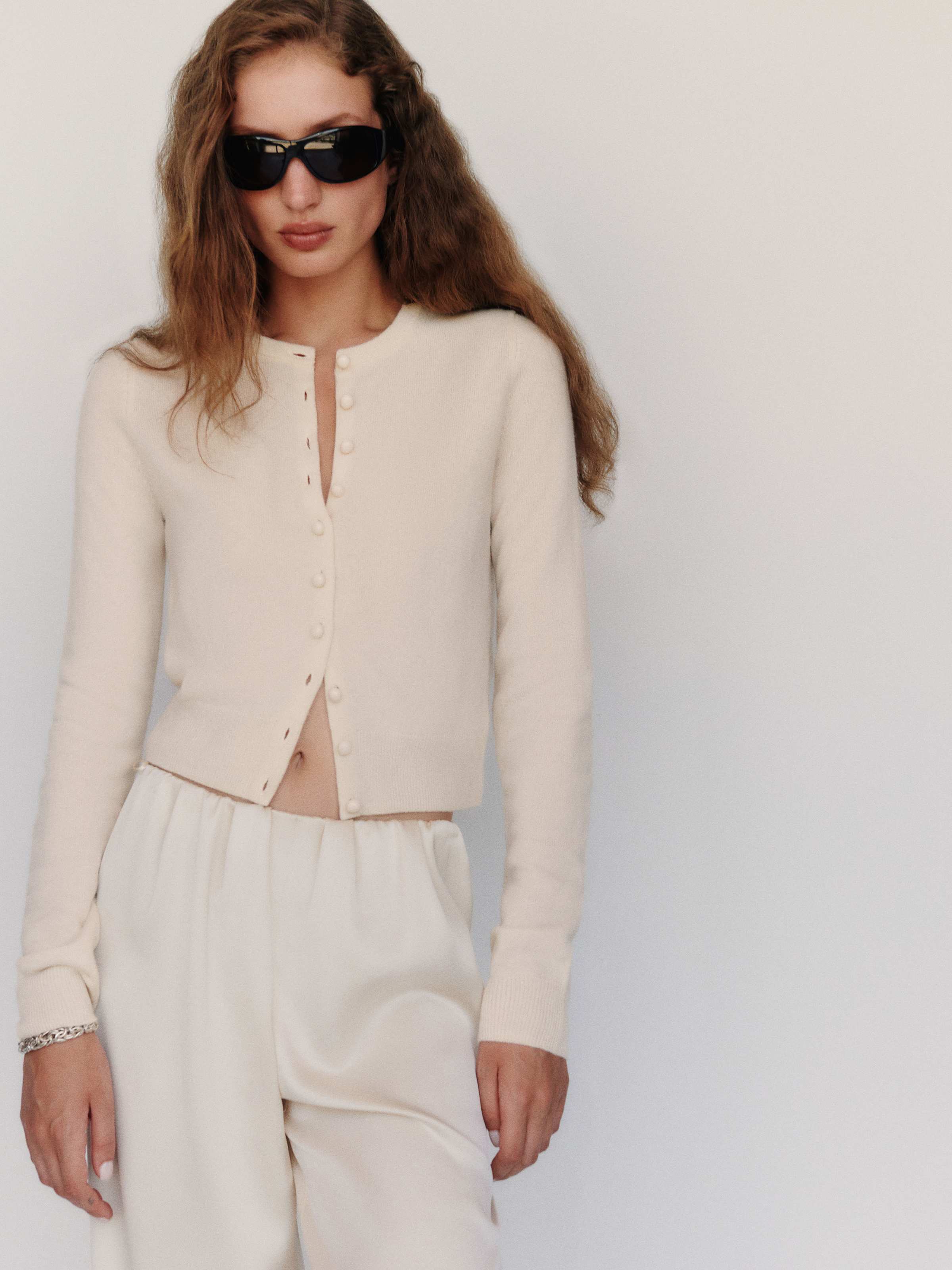 Caspia Cashmere Cropped Cardigan