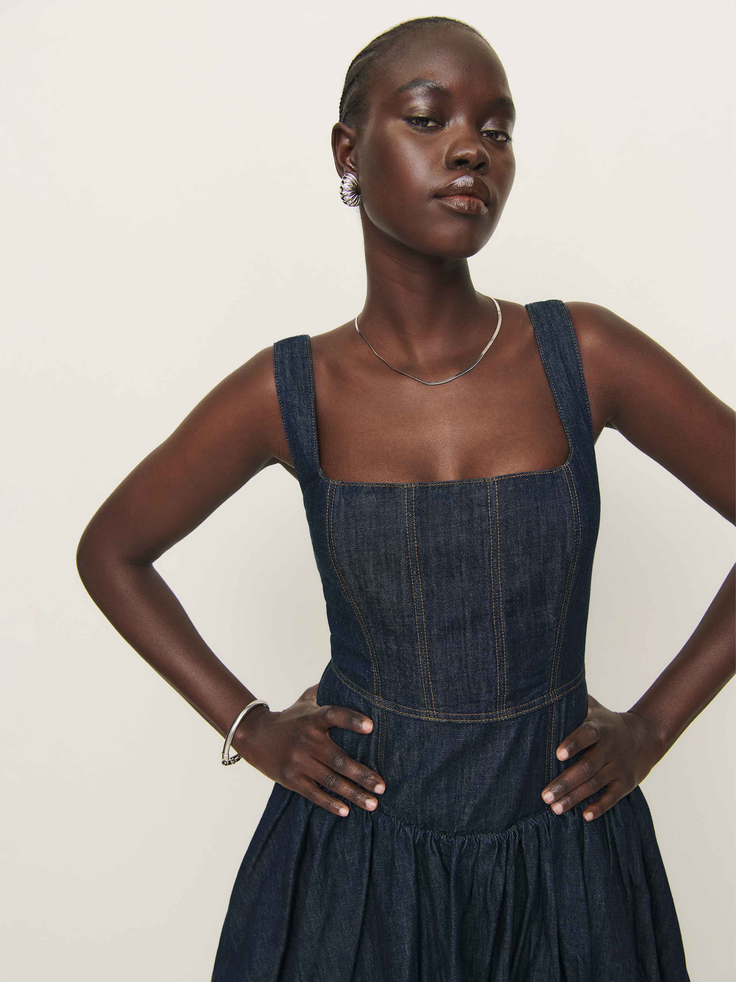 Delia Denim Mini Dress - thumbnail 4