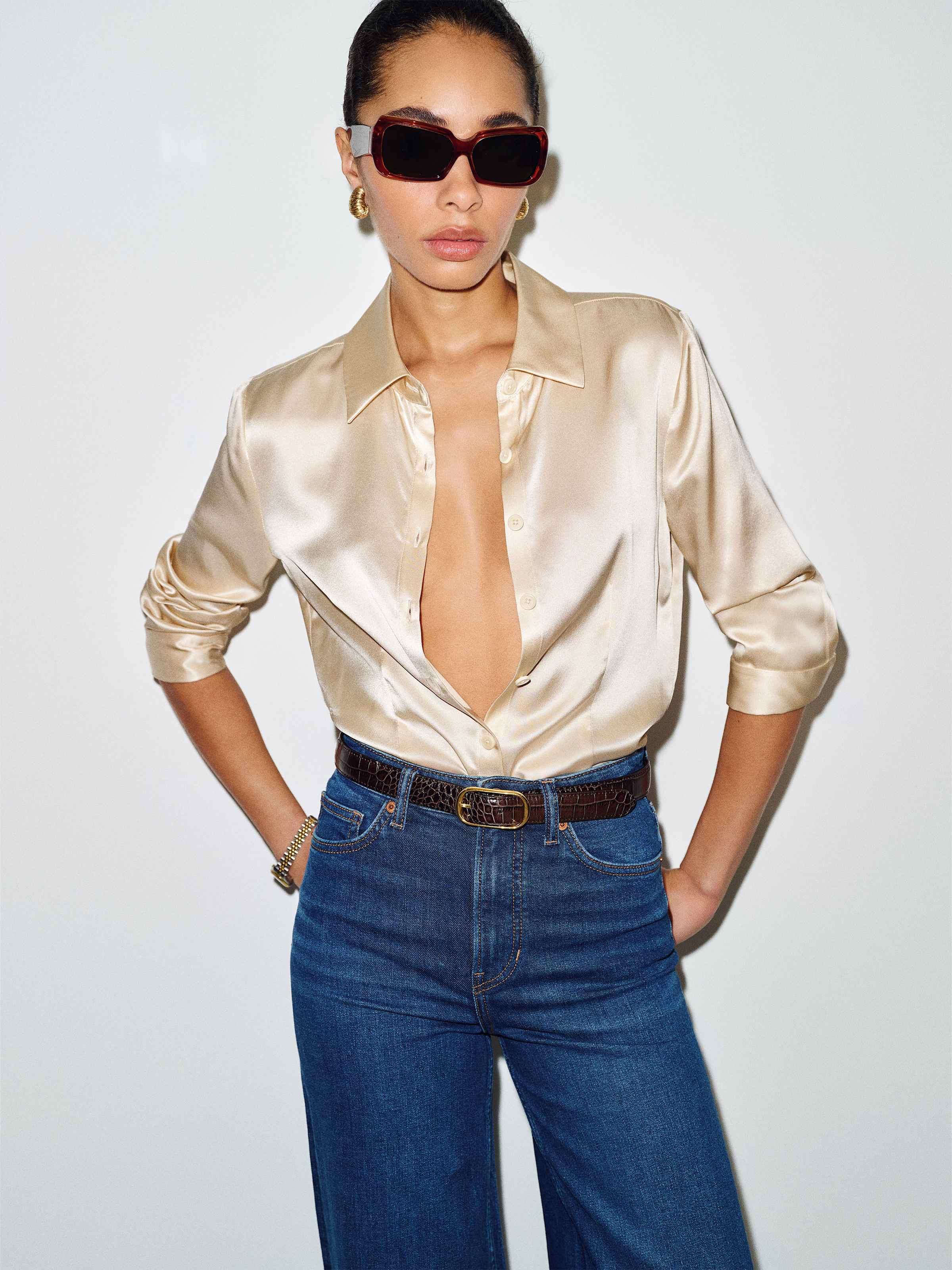 Raya Fitted Silk Shirt - thumbnail 4